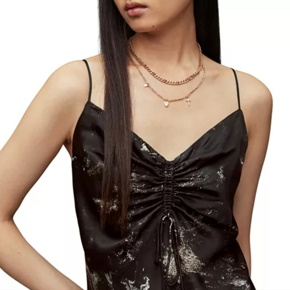 NWT All Saints Alexia Titania Silk Asymmetrical Sill Blend Dress Sz 8 - Picture 4 of 14